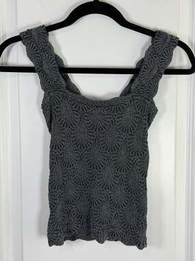Free People Intimately FP Love Letter Cami Tank Top Textured Gray